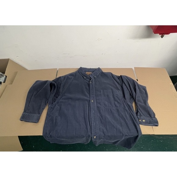 VTG Reel legends Blue long sleeve corduroy button up shirt Sz LARGE - Picture 6 of 8